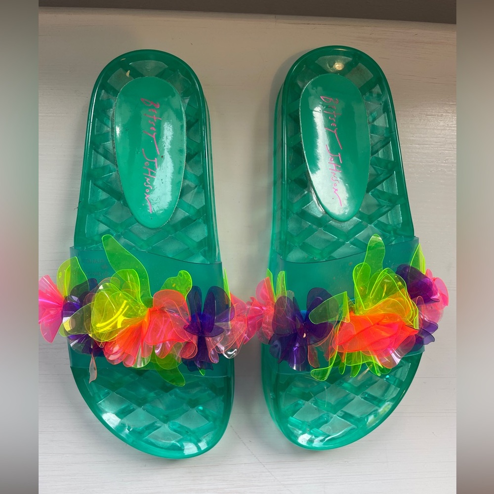 Betsey Johnson Colorful Floral Slide Sandals